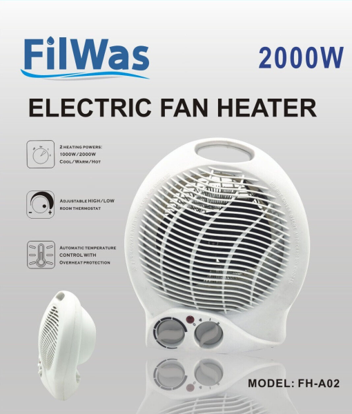 FilWas Heizlüfter Schnellheizer 3 Stufen Ventilator / 1000W / 2000W